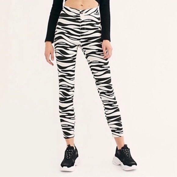 Free People Zebra Belle Printed Skinny Stretch Pants 26 We The Free - Picture 1 of 6